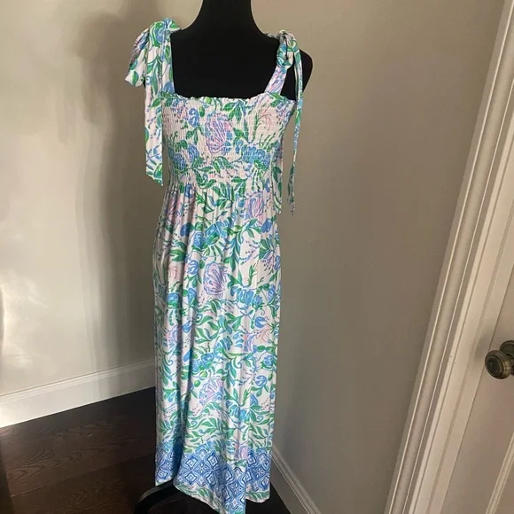 NWT - Lilly Pulitzer Kailua Smocked Maxi Dress, Resort White Just A Pinch, Large - Picture 8 of 8